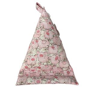 Phone Holder Pillow Stand Cellphone Pig Print Pattern Fabric Pink Handmade
